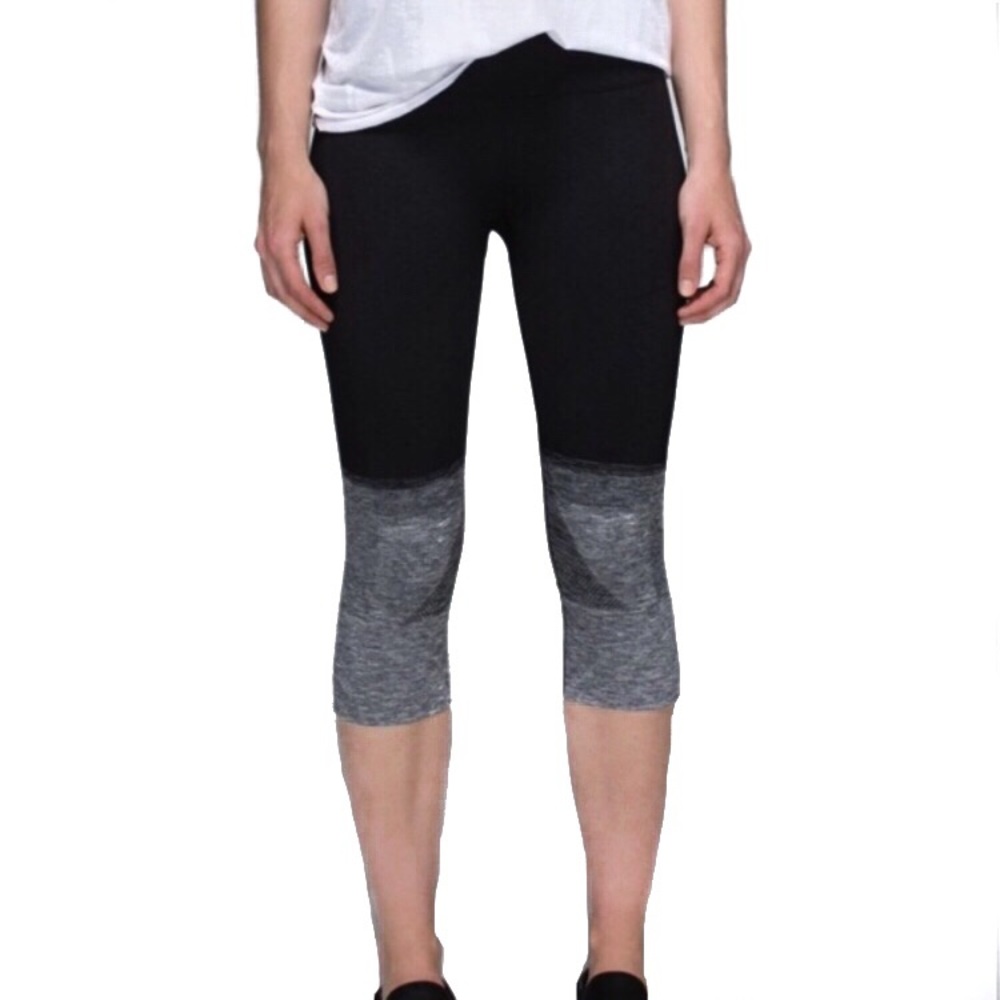 Lululemon Seamlessly Street Ombré Black to Gray Cropped Athletic Leggings Crops